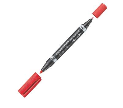 Pennarello Lumocolor Permanent Duo 348 punta feltro - punta 0,6 mm e 1,5 mm - rosso - Staedtler - 348-2 - 4007817348000 - DMwebShop
