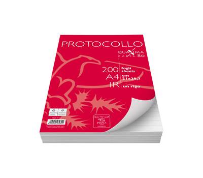 Foglio - protocollo - Quaxima - A4 - 1 rigo - 80 gr - conf. 200 pezzi - Pigna - 02156211R - 8005235079342 - DMwebShop