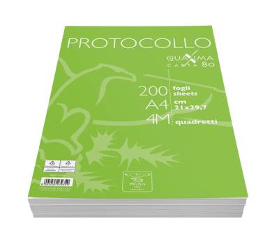 Fogli - protocollo - Quaxima - A4 - 4 mm - 80 gr - conf. 200 pezzi - Pigna - 02156214M - 8005235079359 - DMwebShop