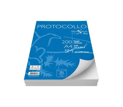 Fogli - protocollo - Quaxima - A4 - 5 mm - 80 gr - conf. 200 pezzi - Pigna - 02156215M - 8005235079366 - DMwebShop