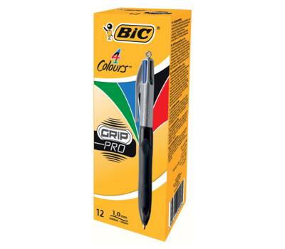 Penna a sfera a scatto 4 Colors Grip Pro - punta 1 mm - nero, blu, rosso, verde - Bic - 8922931 - 3086123372382 - DMwebShop