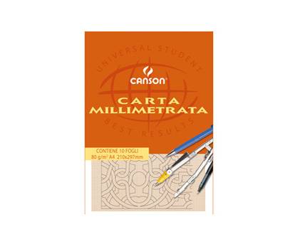 Blocco carta opaca millimetrata - 210 x 297 mm - 10 fogli - 80 gr - conf. 25 pezzi - Canson - C200005812 - 3148950058126 - DMwebShop