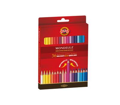 Matite colorate Mondeluz acquerellabili diametro mina 3 - 8 mm colori assortiti Koh I Noor astuccio 36 pezzi Koh i noor H2141N - 4689