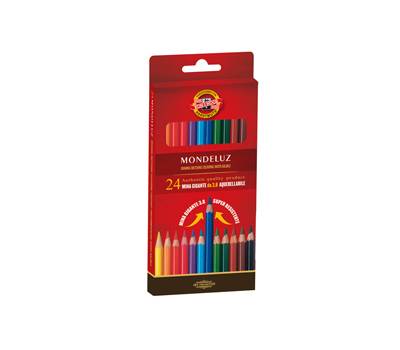 Matite colorate Mondeluz acquerellabili diametro mina 3,8 mm colori assortiti astuccio 24 pezzi Koh i noor H2140N - 4691