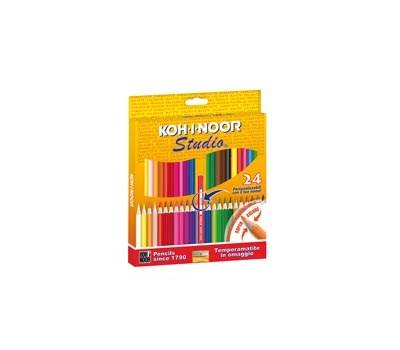 Matite colorate Studio diametro mina 2 - 8 mm colori assortiti Koh I Noor astuccio 24 pezzi - 4696