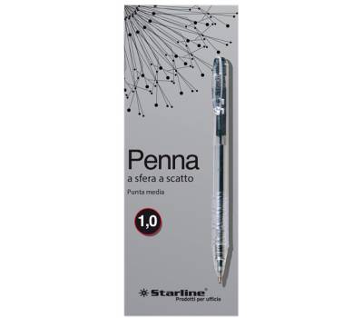 Penna a sfera a scatto - punta 1 mm - nero - conf. 20 pezzi - Starline - 5603 - 8025133018380 - DMwebShop