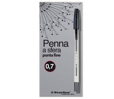 Penna a sfera - con cappuccio - punta fine 0,7 mm - nero - conf.50 pezzi - Starline - STL1105. - 8025133030566 - DMwebShop