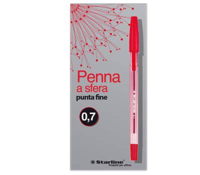 Penna a sfera - con cappuccio - punta fine 0,7 mm - rosso - conf. 50 pezzi - Starline - STL1106. - 8025133030573 - DMwebShop