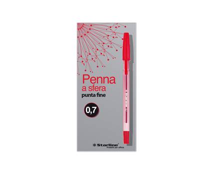 Penna a sfera - con cappuccio - punta fine 0,7 mm - rosso - conf. 50 pezzi - Starline - STL1106. - 8025133030573 - DMwebShop