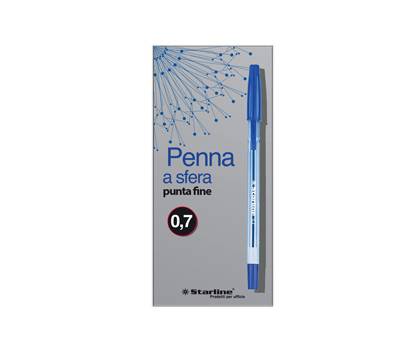 Penna a sfera - con cappuccio - punta fine 0,7 mm - blu - conf. 50 pezzi - Starline - STL1107. - 8025133030580 - DMwebShop