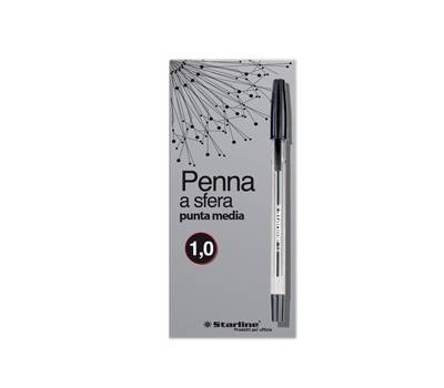Penna a sfera con cappuccio - punta media 1 mm - nero - conf. 50 pezzi - Starline - STL1108. - 8025133030658 - DMwebShop
