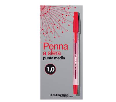 Penna a sfera con cappuccio - punta media 1 mm - rosso - conf. 50 pezzi - Starline - STL1109. - 8025133030665 - DMwebShop