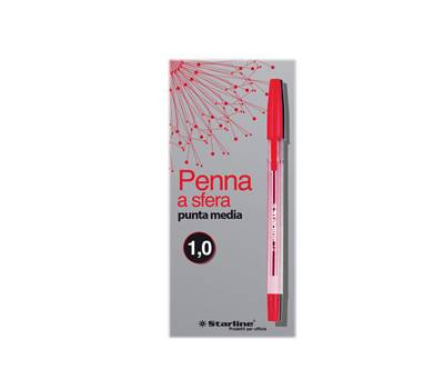 Penna a sfera con cappuccio - punta media 1 mm - rosso - conf. 50 pezzi - Starline - STL1109. - 8025133030665 - DMwebShop