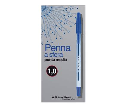 Penna a sfera con cappuccio - punta media 1 mm - blu - conf. 50 pezzi - Starline - stl1110. - 8025133030672 - DMwebShop