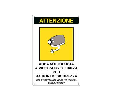 Cartello segnalatore - 20 x 30 cm - AREA SOTTOPOSTA A VIDEOSORVEGLIANZA - alluminio - Cartelli Segnalatori - 33378 - 8769243337121 - DMwebShop