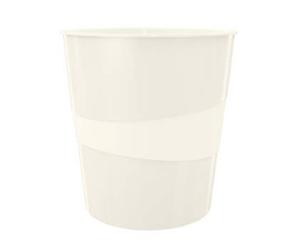 Cestino gettacarte WOW altezza 32,4 cm diametro 29 cm 15 lt bianco metallizzato Leitz 52781001 - 19834
