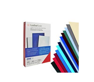 Copertine LeatherGrain per rilegatura - A4 goffrate blu - 250 gr - conf. 100 pezzi - GBC - CE040020 - 5019577221782 - DMwebShop
