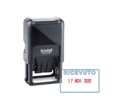 Timbro Printy 4750/L autoinchiostrante - DATA + RICEVUTO - 41 x 24 mm - 4 mm - bicolore - Trodat - 141383 - 9010035413837 - DMwebShop