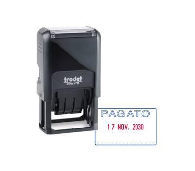 Timbro Printy 4750/L autoinchiostrante - DATA + PAGATO - 41 x 24 mm - 4 mm - bicolore - Trodat - 141062 - 9010035410621 - DMwebShop