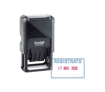 Timbro Printy 4750/L autoinchiostrante - DATA + REGISTRATO - 41 x 24 mm - 4 mm - bicolore - Trodat - 141075 - 9010035410751 - DMwebShop