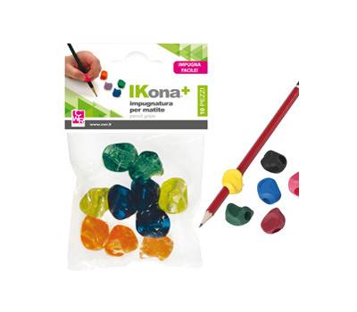 Impugnature per matite - gomma - colori assortiti - conf. 10 pezzi - Ikona+ - 11430 - 8004957114300 - DMwebShop