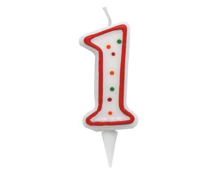 Candelina Zuccherino - numero 1 - h 8,5 cm - Big Party - CC6031 - 8020834060317 - DMwebShop
