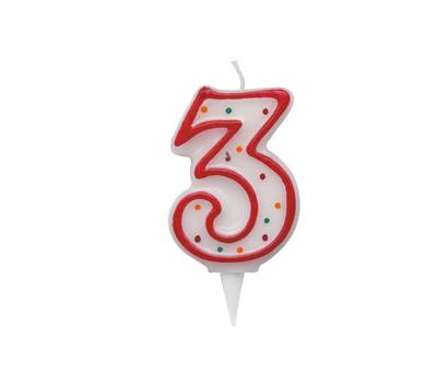 Candelina Zuccherino - numero 3 - h 8,5 cm - Big Party - CC6033 - 8020834060331 - DMwebShop