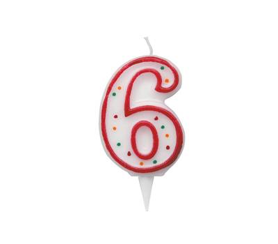 Candelina Zuccherino - numero 6 - h 8,5 cm - Big Party - CC6036 - 8020834060362 - DMwebShop