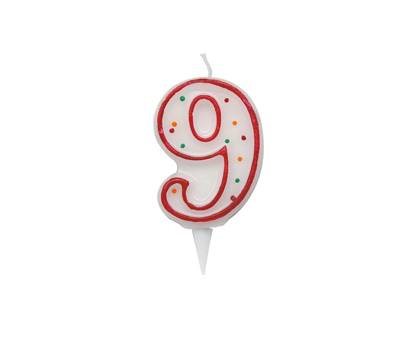 Candelina Zuccherino - numero 9 - h 8,5 cm - Big Party - CC6039 - 8020834060393 - DMwebShop
