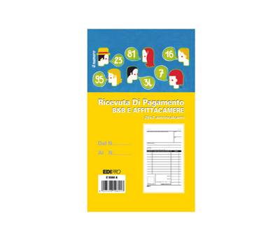 Blocco Ricevuta BeB - affitta camere - 25 x 2 autoricalcanti - 17 x 9,9 cm - conf. 10 pezzi - Edipro - E5560A - 8023328556013 - DMwebShop