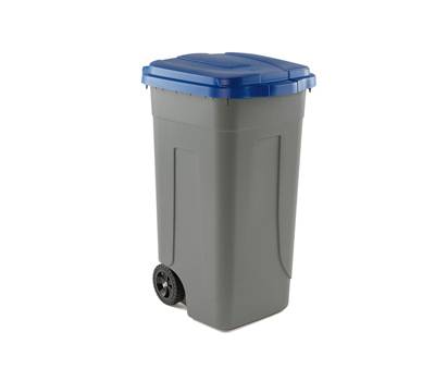 Bidone mobile - con chiusura a clip - 49 x 54 x 85 cm - 100 lt - grigio-blu - Mobil Plastic - 100/GRC-BLB - 8004331001004 - DMwebShop