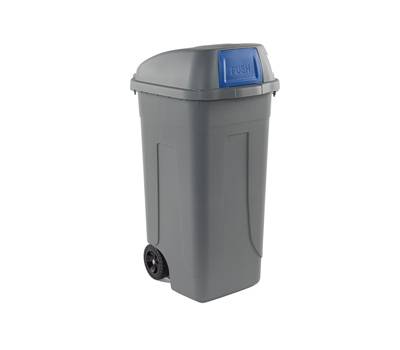 Bidone mobile Push - con coperchio - 49 x 54 x 95 cm - 100 lt - grigio-blu - Mobil Plastic - 100P/GRC-BLB - 8004331001042 - DMwebShop