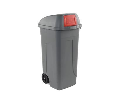 Bidone mobile Push - con coperchio - 49 x 54 x 95 cm - 100 lt - grigio-rosso - Mobil Plastic - 100P/GRC-ROB - 8004331001066 - DMwebShop