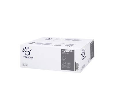 Asciugamani piegati a V - 22 x 21 cm - 18 gr - goffrata onda - bianco - conf. 15 pezzi da 266 - Papernet - 409039 - 8024929990398 - DMwebShop