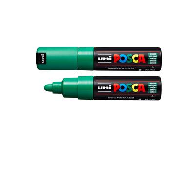 Marcatore a base d acqua Uni Posca PC7M punta tonda large 4,5,5 5 mm verde - 22299