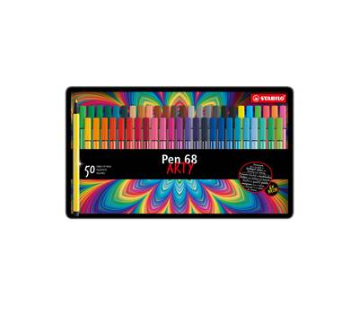 Pennarelli Pen 68 colori assortiti scatola in metallo 50 pezzi - 22365