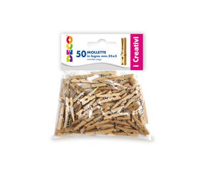Mollettine mini - in legno - colore naturale - 25 mm - conf. 50 pezzi - Deco - 11687 - 8004957116878 - DMwebShop