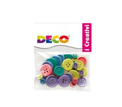 Bottoni - in legno - colori pastello - conf. 30 pezzi - Deco - 12028 - 8004957120288 - DMwebShop
