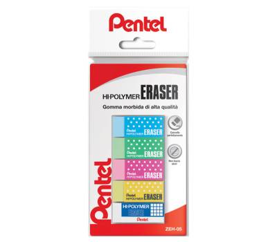 Mini gomma Hi Polymer - colori assortiti - blister 5 pezzi - Pentel - OX15028 - 8006935150287 - DMwebShop