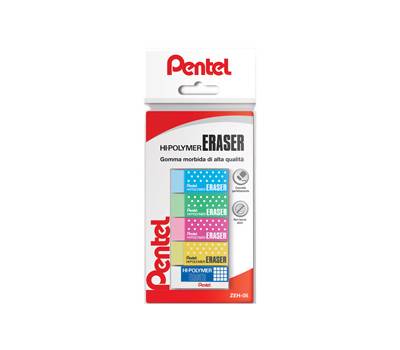 Mini gomma Hi Polymer - colori assortiti - blister 5 pezzi - Pentel - OX15028 - 8006935150287 - DMwebShop