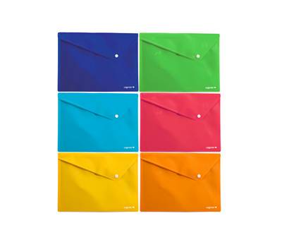 Buste con bottone - in PPL - 33 x 24,5 cm - colori assortiti - conf. 6 pezzi - Colorosa - 361908 - 8004428042422 - DMwebShop