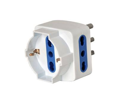 Adattatore triplo con spina 2P T 16A 2 prese bipasso 10,16A 1 Schuko Mkc 492518066 - 131