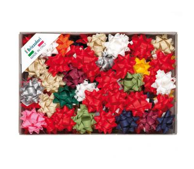 Stelle in Rafia sintetica - 14 mm - in colori natalizi assortiti - conf. 100 pezzi - Brizzolari - 01003400 - 8004451031028 - DMwebShop