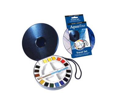 Acquerelli Aquafine - Godet - colori assortiti - scatola in metallo 18 acquerelli + pennello + 2 tavolozze - Daler Rowney - D131900030 - 5011386090511 - DMwebShop