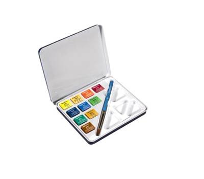 Acquerelli Aquafine - colori assortiti - scatola metallo 10 acquerelli + pennello + tavolozza - Daler Rowney - D131900910 - 5011386094205 - DMwebShop