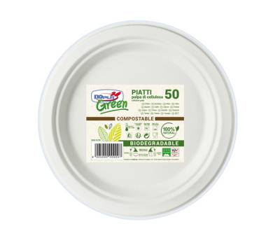 Piatto frutta monouso rotondo diametro 17 cm cellulosa bianco Green Dopla 07758 - 24481