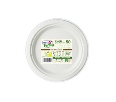Piatto frutta monouso rotondo diametro 17 cm cellulosa bianco Green Dopla 07758 - 24481
