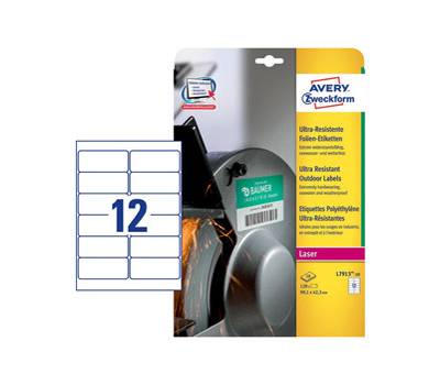 Etichette in polietilene per protezione e sicurezza - 99,1 x 42,3 mm - bianche - laser - 10 fogli - Avery - L7913-10 - 4004182068069 - DMwebShop