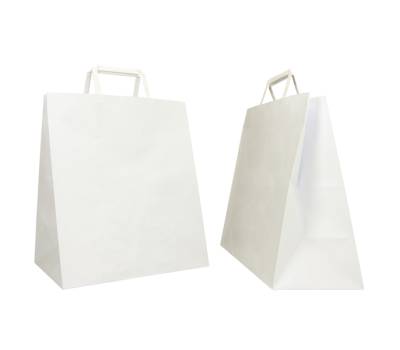 Shopper Flat Large - carta kraft - 28 x 17 x 32 cm - bianco - scatola 250 pezzi - Mainetti Bags - 072604 - 8029307072604 - DMwebShop