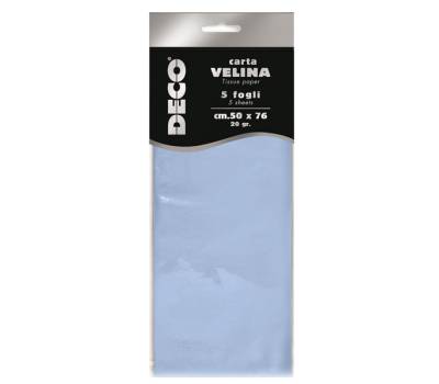Carta velina - 20 gr - 50 x 76 cm - azzurro - baby - busta 5 fogli - Deco - 12283/12 - 8004957122879 - DMwebShop